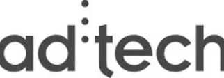 Close-up of black text reading 'ad tech' on a white background.