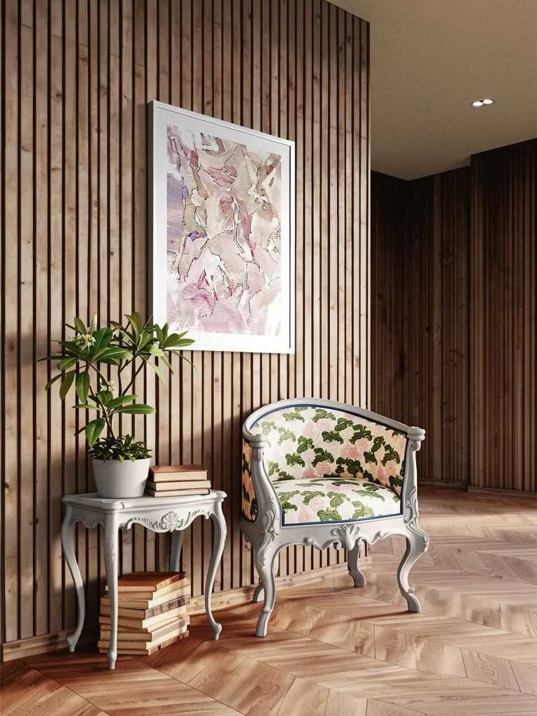Antique chair and table next to a feature wall-Angled.jpg