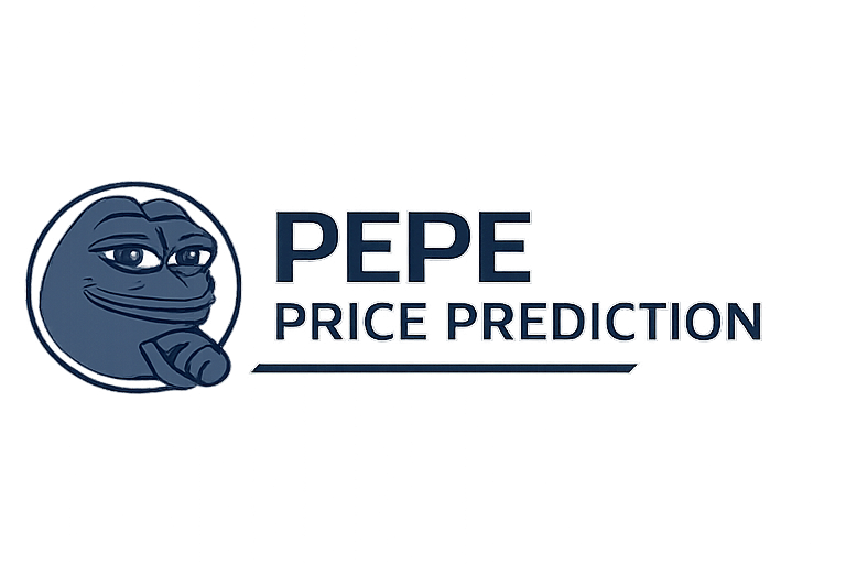 Animated logo featuring Pepe the Frog with glasses and a hand under chin, alongside text that reads 'PEPE PRICE PREDICTION' with a colorful, animated background.