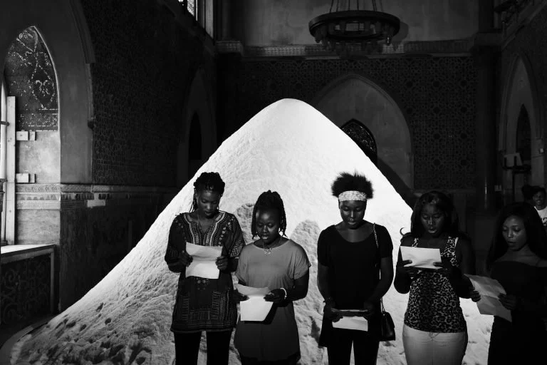 The Soul of Salt Local refugee girls singing the 19th century slave song Many Thousand gone

Manifesta 12
Palermo, Italy
2018
photo Francesco Bellina