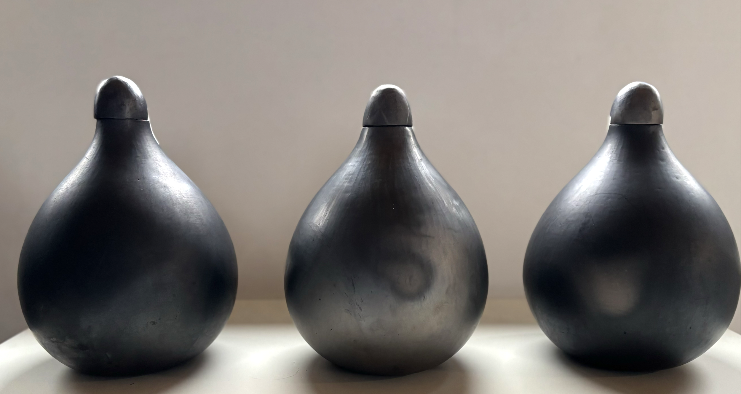 EarthNest detail

Urns made from black  clay produced by Omar Fabian Don Chano and  Doña Adelayda, Indigenous  Ceramists  from Mexcio
https://www.berlin-global-village.de/en/dekoloniales-denkzeichen/media/