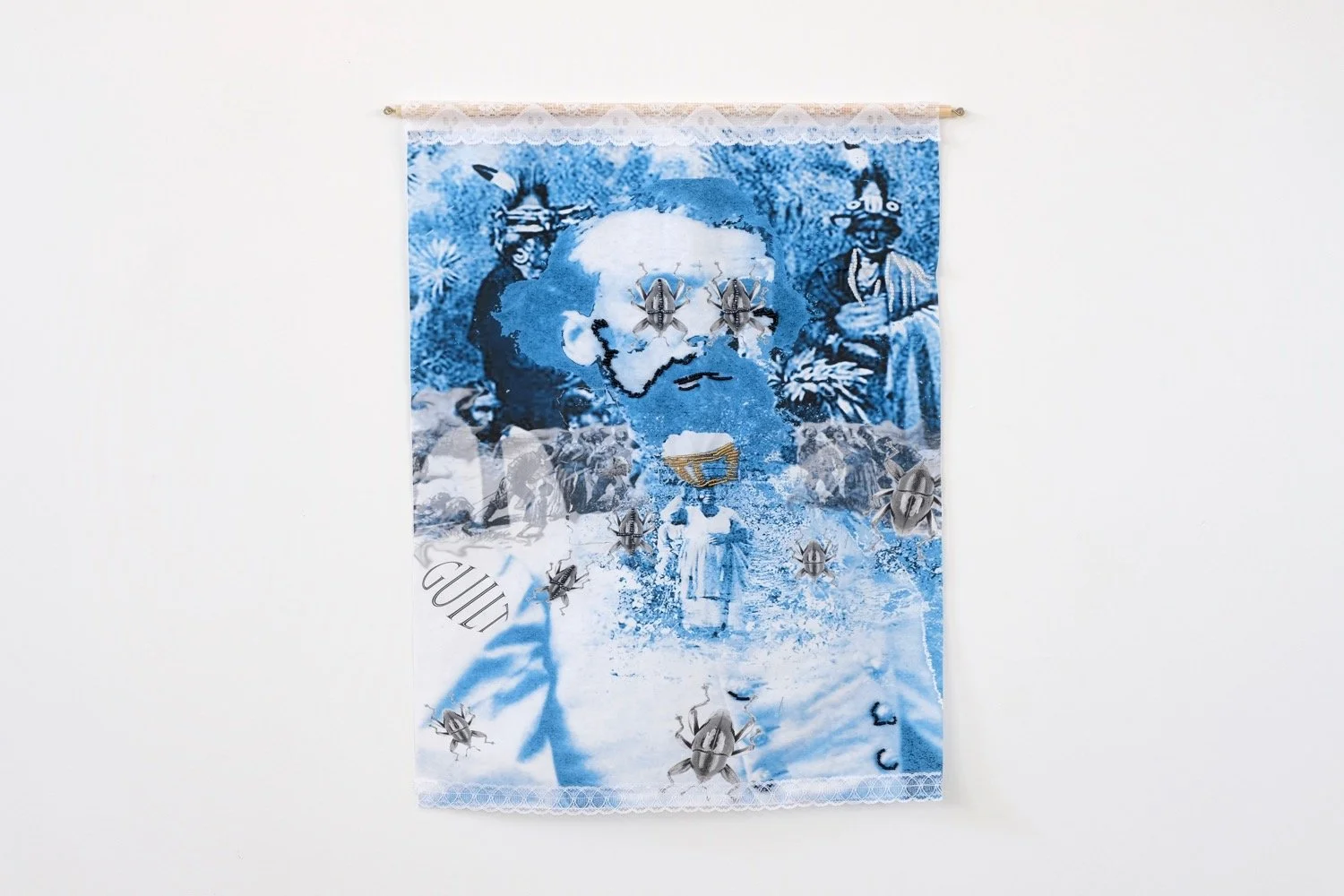 Patricia Kaersenhout No Names please! 2017


beads on printed cotton, lace, wooden dowel, 8 parts
each 48 x 38 cm (PK2017-3)  photo: Tor Jonsson