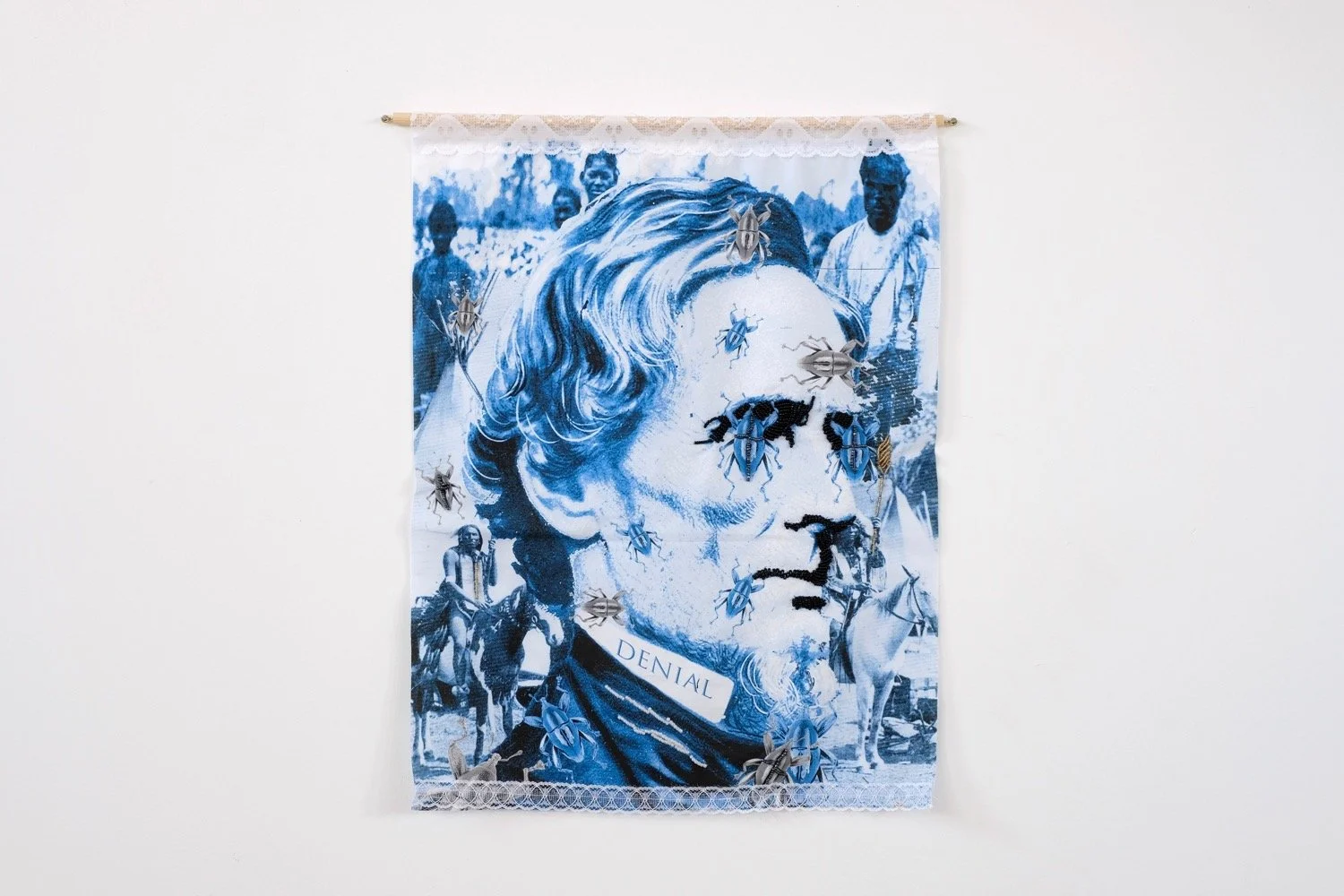 Patricia Kaersenhout No Names please! 2017


beads on printed cotton, lace, wooden dowel, 8 parts
each 48 x 38 cm (PK2017-7) photo: Tor Jonsson