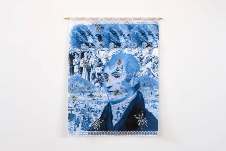 Patricia Kaersenhout No Names please! 2017


beads on printed cotton, lace, wooden dowel, 8 parts
each 48 x 38 cm (PK2017-1) photo: Tor Jonsson