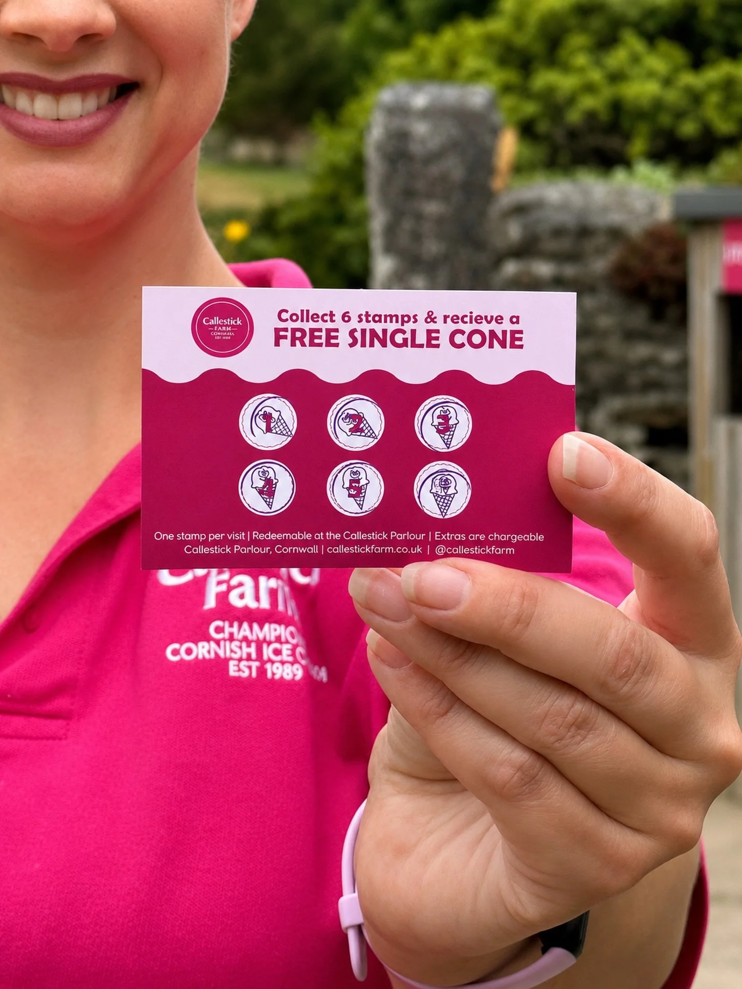 Come here often? 🙋

Our loyalty cards have just launched and are available to pick up now from the parlour - Collect 6 stamps and receive a FREE SINGLE SCOOPED CONE OR TUB 🍦

We will be giving out 10 of these completed cards at random over the rest