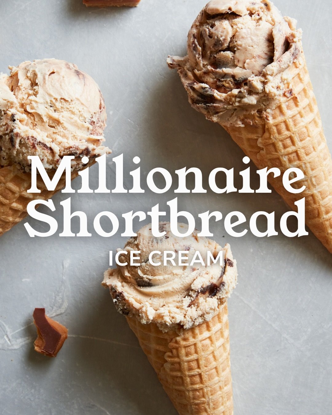 Millionaire Shortbread Ice Cream 🍦 

Rich caramel ice cream, sprinkled with buttery shortcake pieces &amp; generously swirled with a decadent chocolate ripple throughout, creating a beautifully indulgent balance of caramel, biscuit &amp; chocolate i