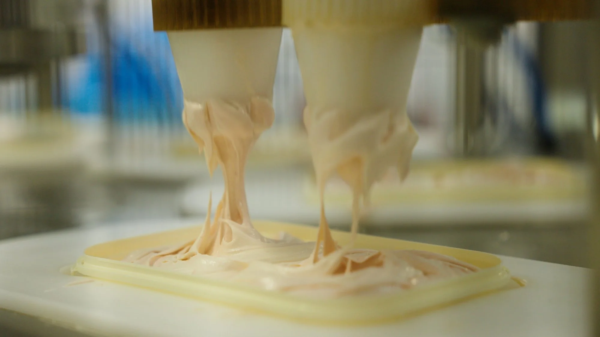 Ice cream being produced in a factory