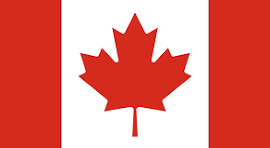 Canadian flag with red borders and a central red maple leaf on a white background