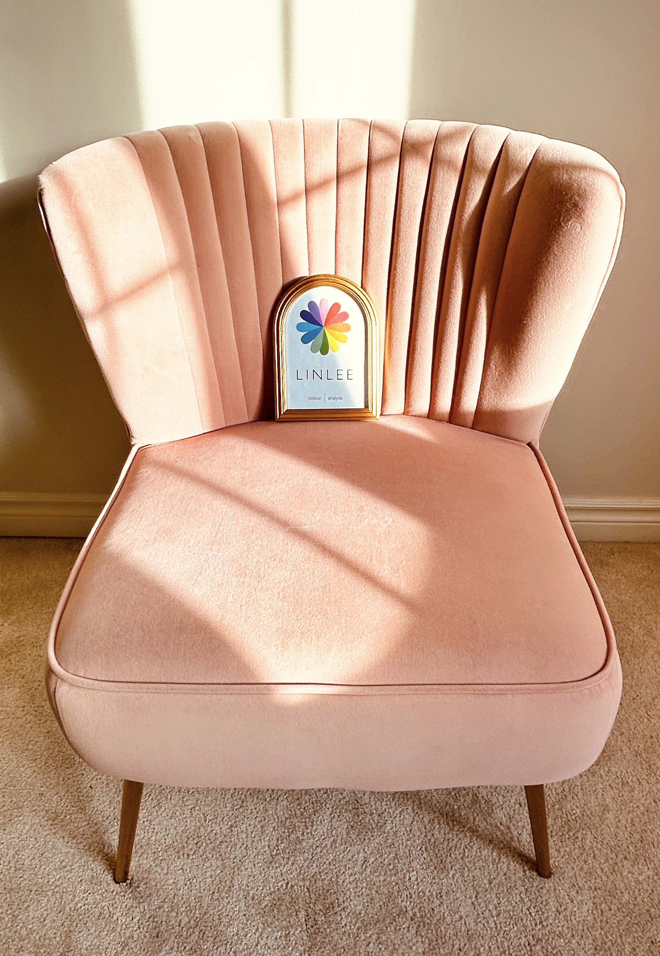 You will be treated like a princess in our comfortable pink mid-century modern chair as we determine your best colours using natural light in our Colour Analysis Loft Studio in Newmarket Ontario Canada. 
