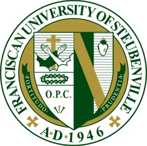 Seal of the University of St. Eugene Ville featuring a shield divided into four quadrants with symbols, a green and gold color scheme, and text including the university name, motto, and founding year 1946.