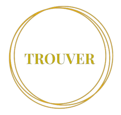 Black background with a gold circular design and the word "TROUVER" in gold in the center.