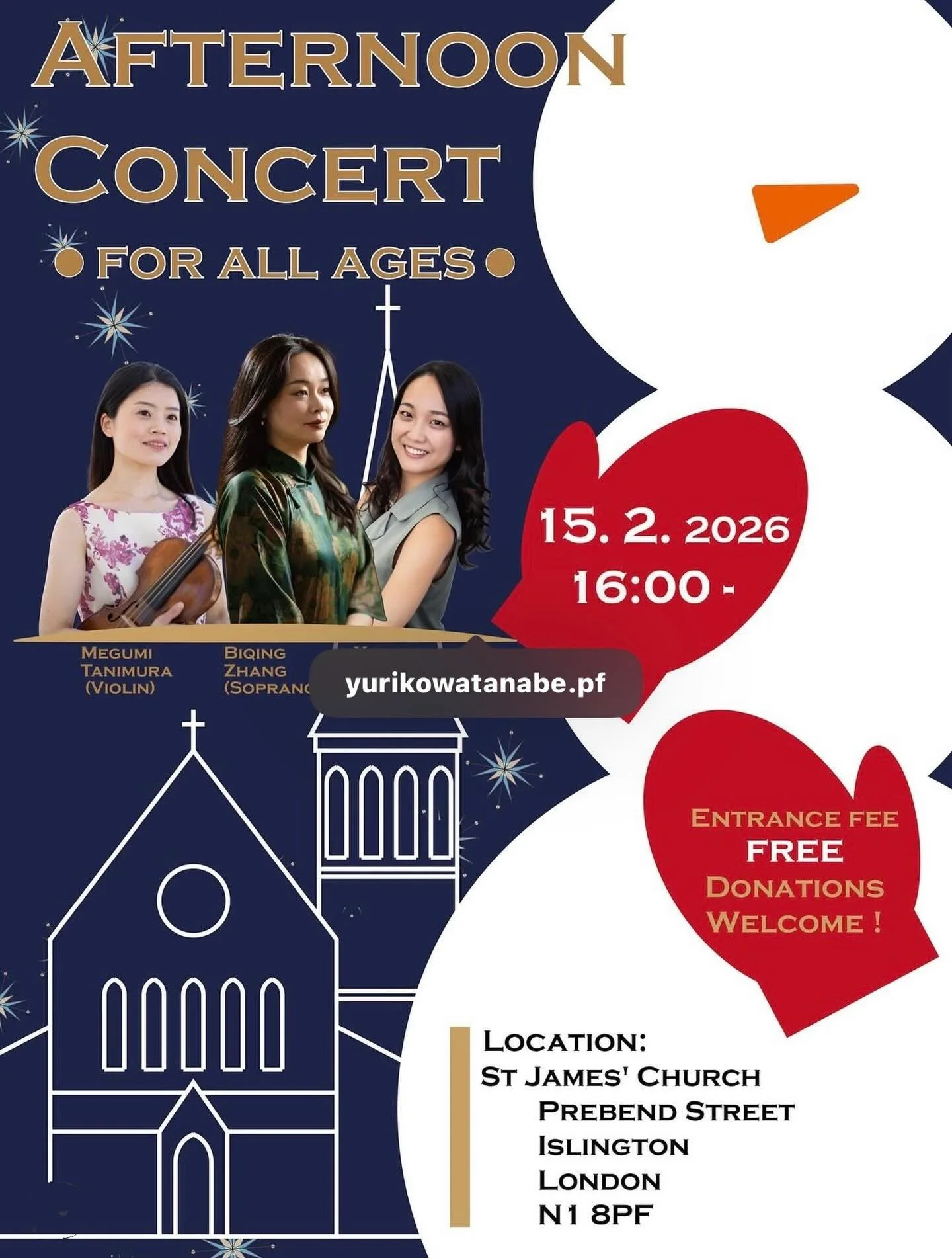Concert Coming Soon!! Please feel free to come and support us ! 
Thank you so much for inviting me and I am so happy to work with you . 🎹@yurikowatanabe.pf 🎻@tani_megu_vn 
More information:
https://stjamesislington.org/?event=afternoon-concert