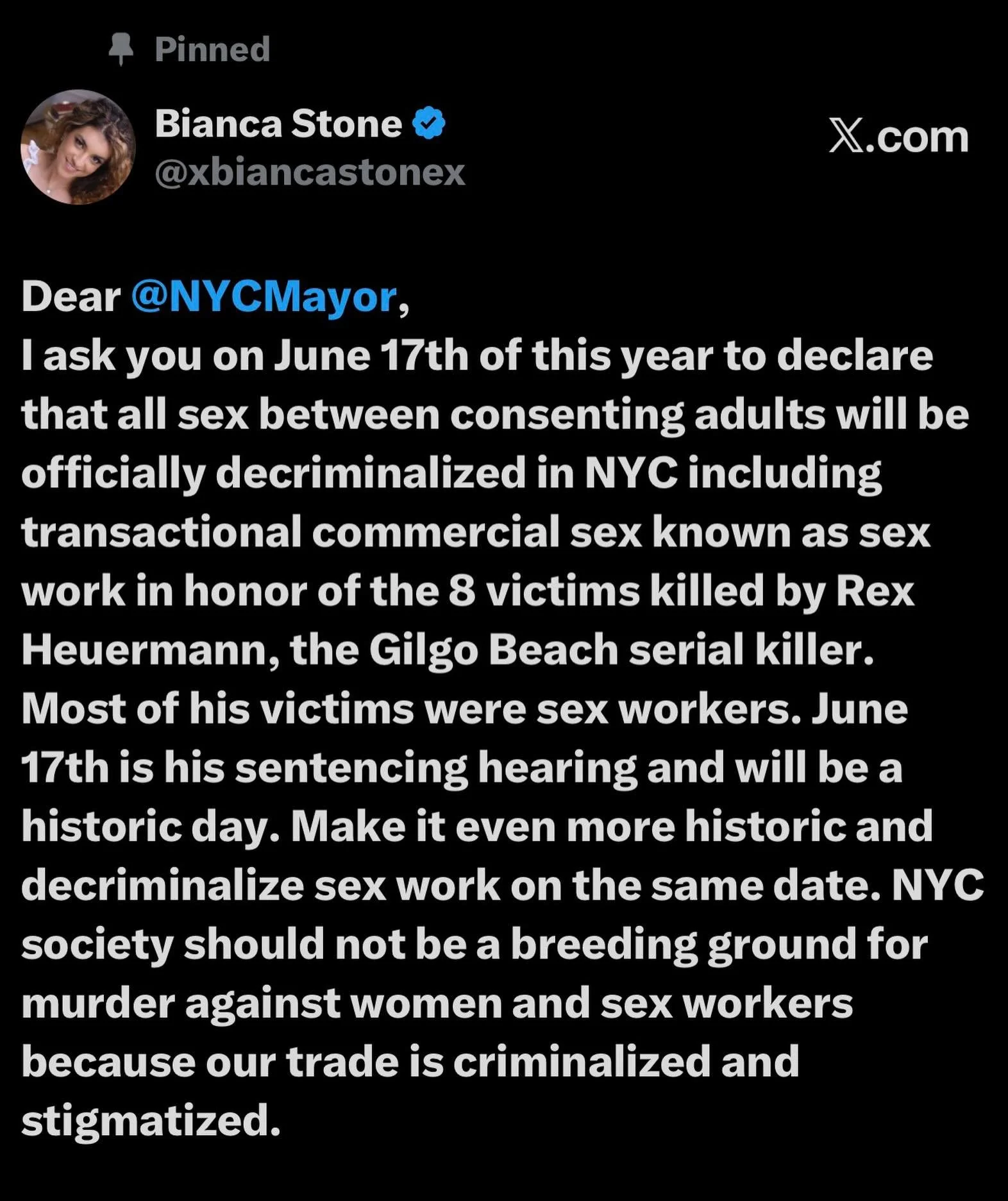 On June 17th, I will be traveling with a group of NYC sex workers to Long Island to attend the sentencing hearing of Rex Heuermann, the Gilgo Beach serial killer who murdered 8 women most of whom were sex workers between 1998 and 2010. Only in recent