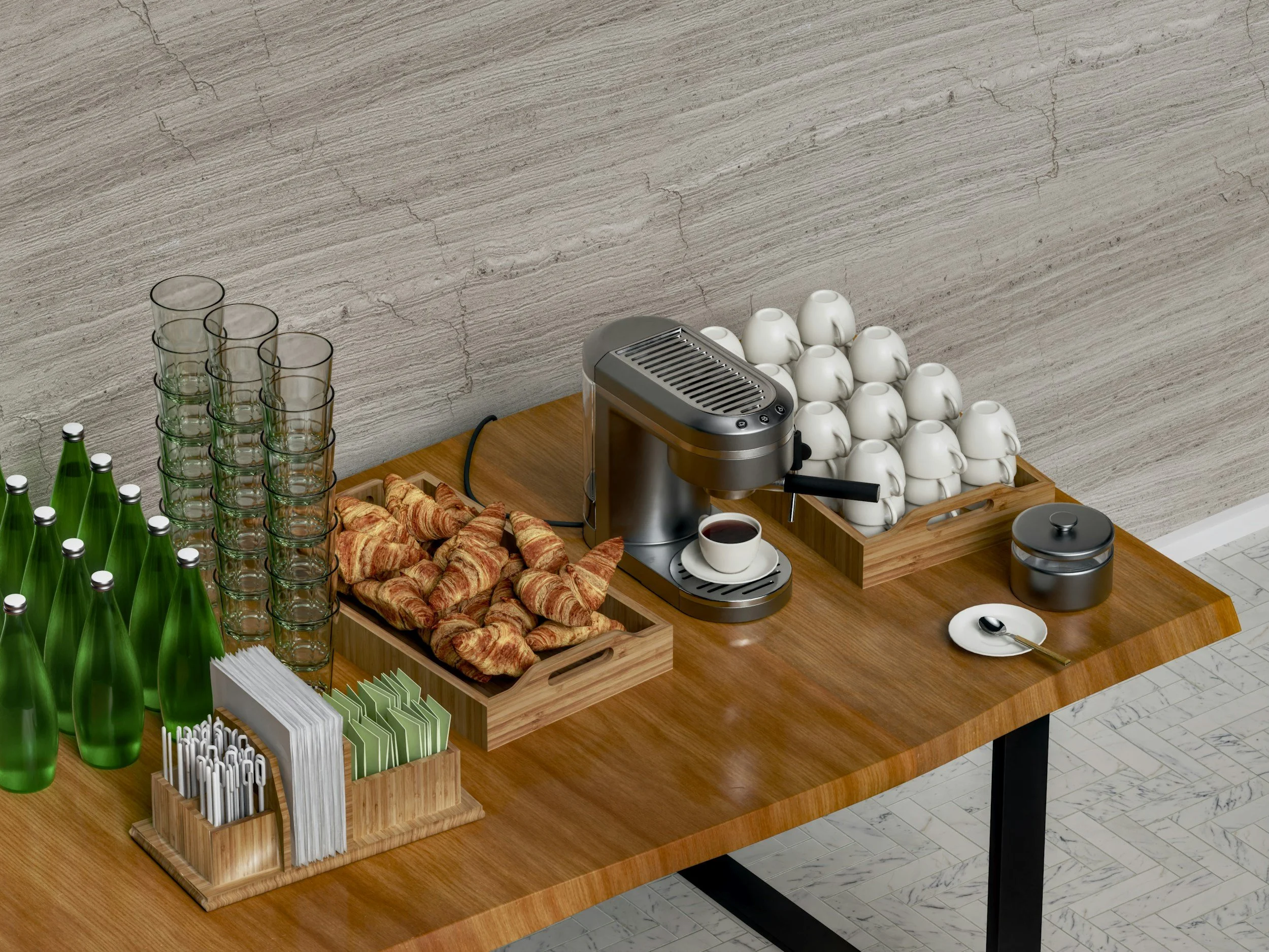 Workplace kitchen and coffee station managed through office hospitality services