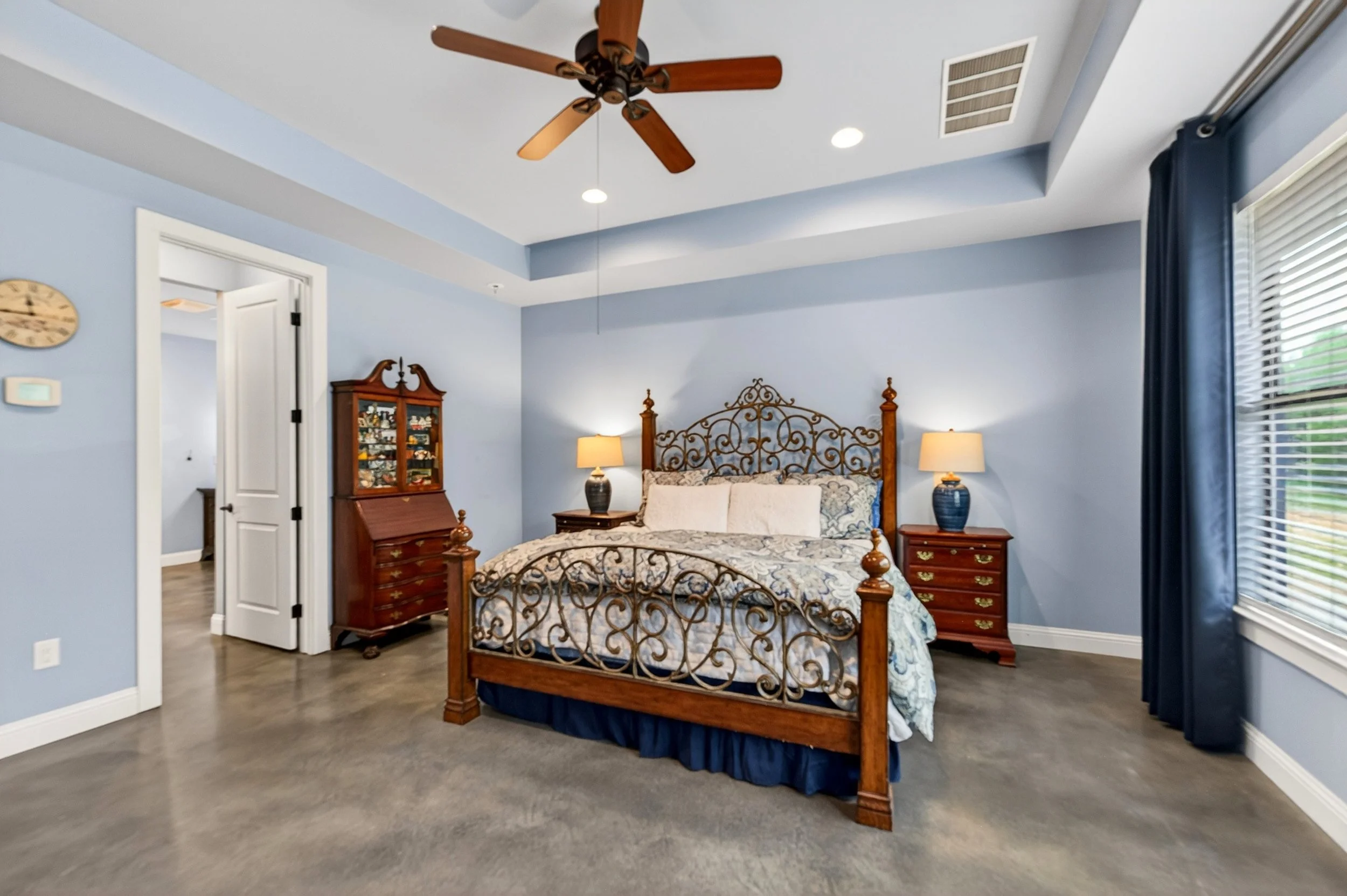 Master accommodates king bed & sitting area.