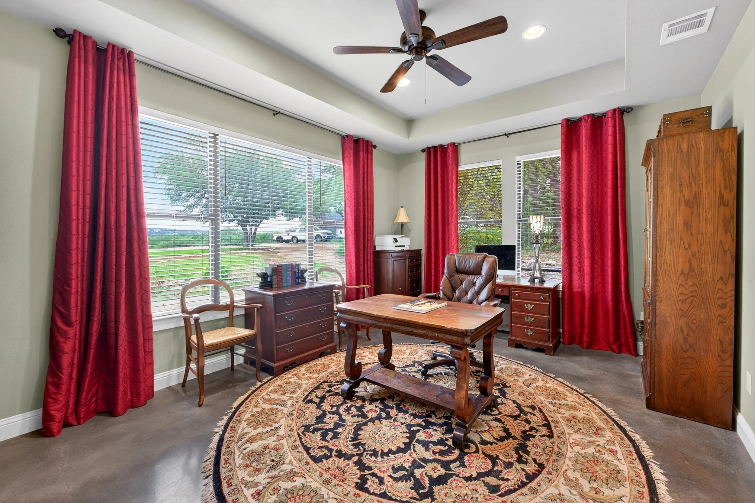 Gentleman's study with ample light.