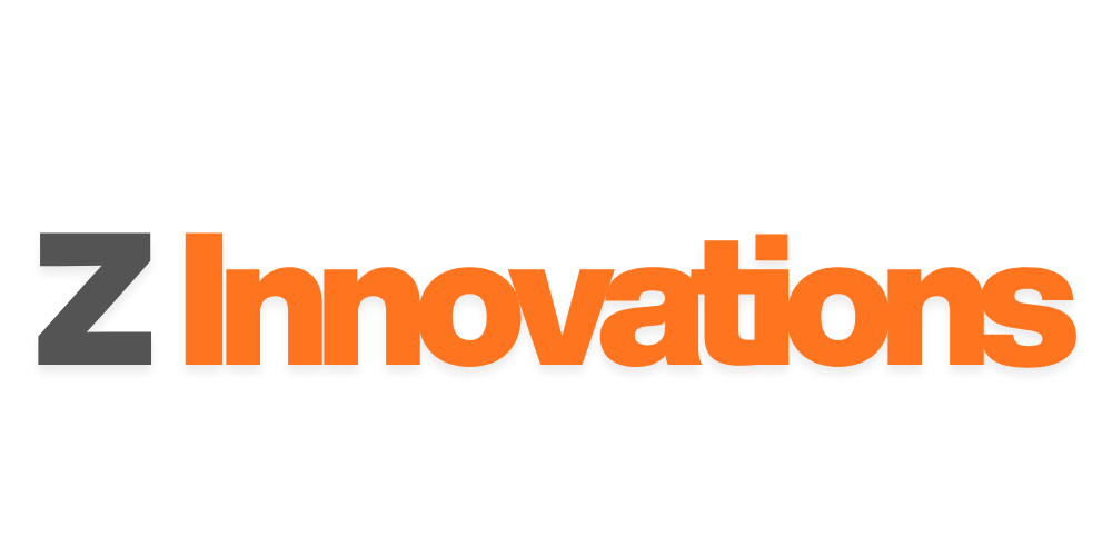 The word 'Innovations' in orange text with a large black 'Z' before it, on a transparent background.