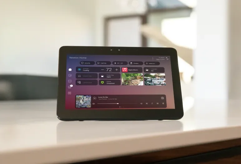 Control 4 touchscreen showing latest software update