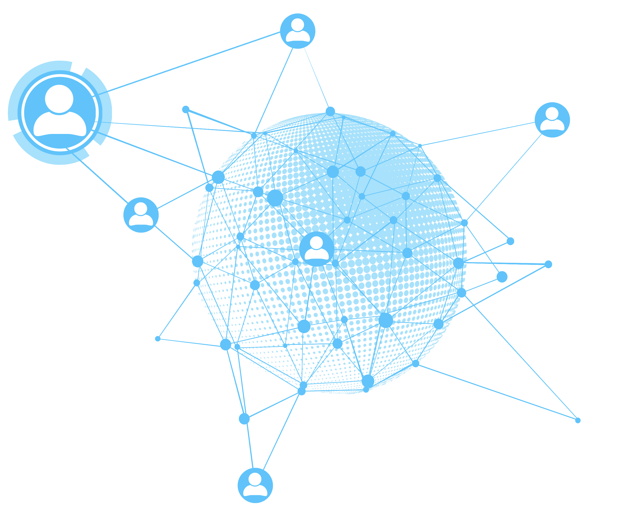 A connected global network graphic showing human icons and lines, representing Langland Conservation's strategy to map and dismantle wildlife trafficking networks.