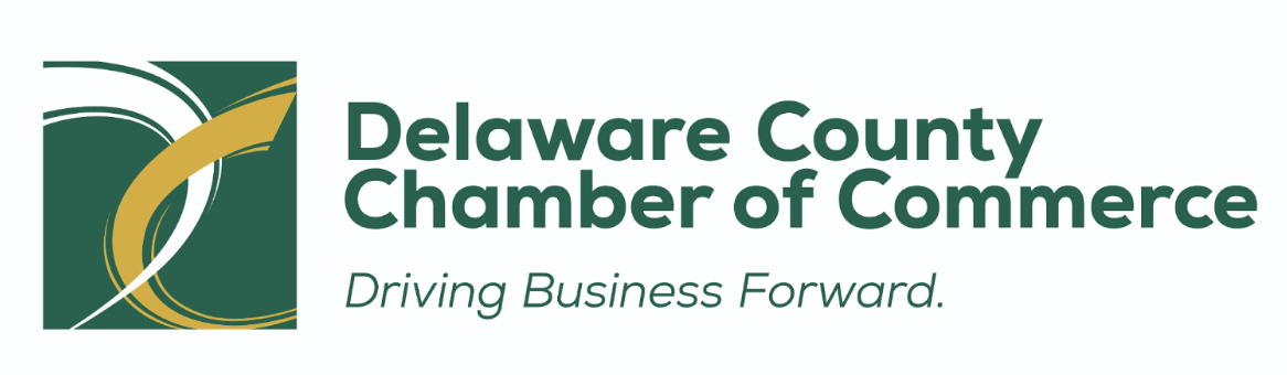 Logo of the Delaware County Chamber of Commerce with the text "Driving Business Forward."