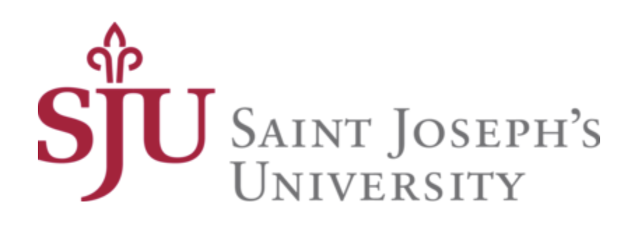 Saint Joseph's University logo with red and gray text and emblem