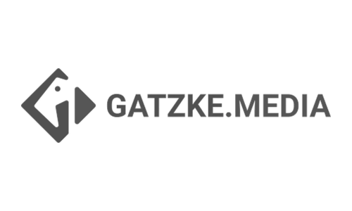 Logo von Gatzke Media mit einem stilisierten Symbol und dem Text "GATZKE.MEDIA"