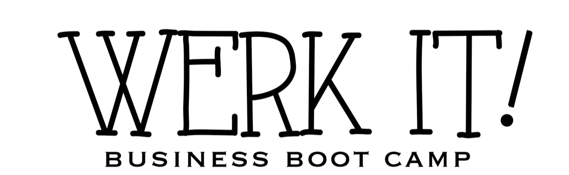 Text logo reading "WORK IT! BUSINESS BOOT CAMP" with stylized typography.