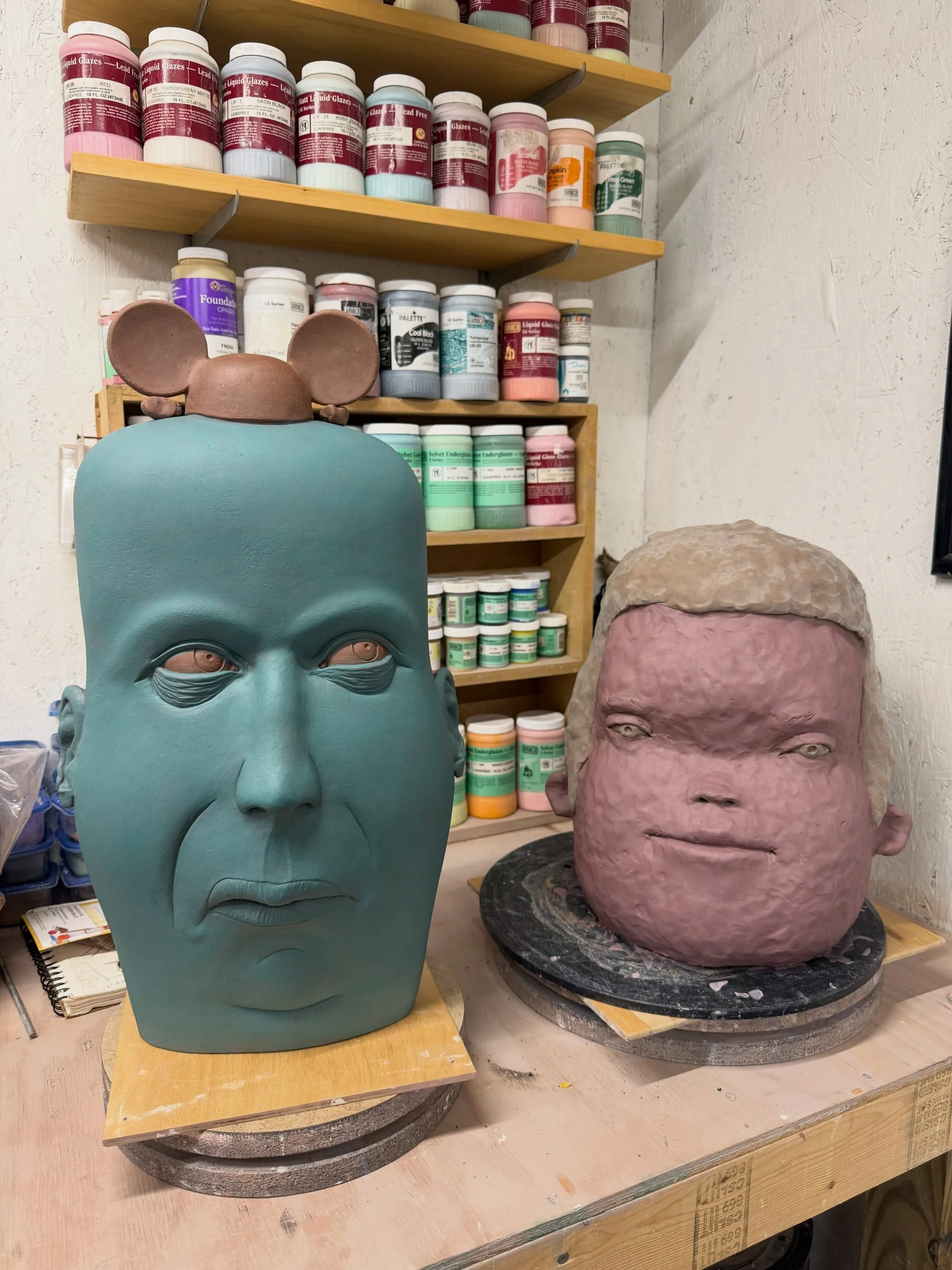 Working on some pre-bisque surfacing before these fellas head into the kiln. With starting to build surface on my pieces I always stray towards using terra sigilatta as a base layer. I find that the terra sig not only provides another layer of color 