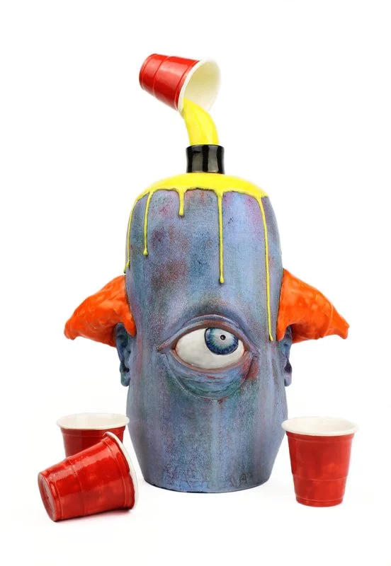 Flask | Earthenware, Terra Sig, Glaze, Stains 