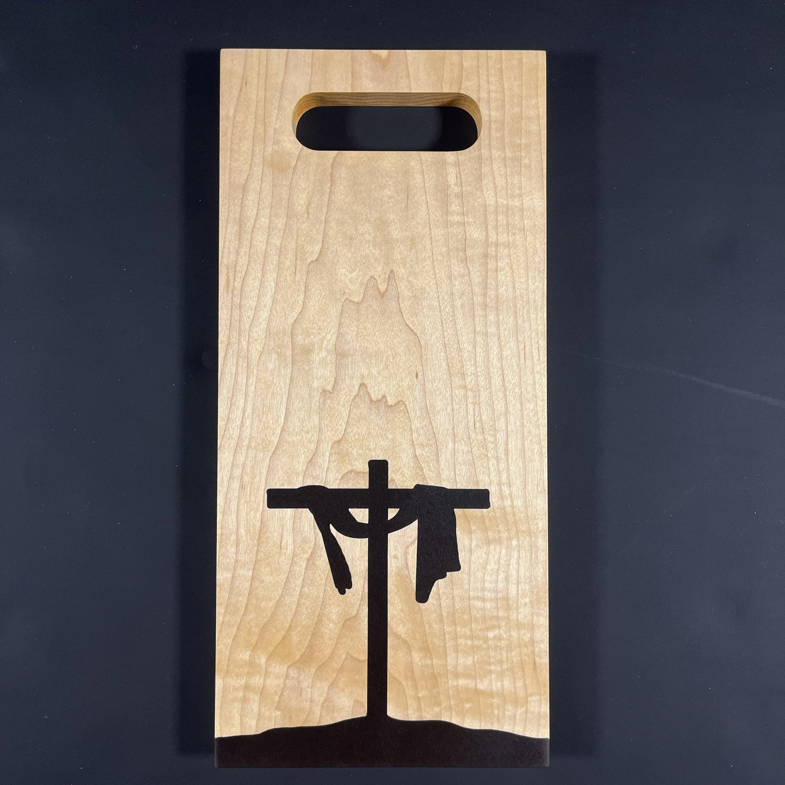 Easter cross on hard maple.