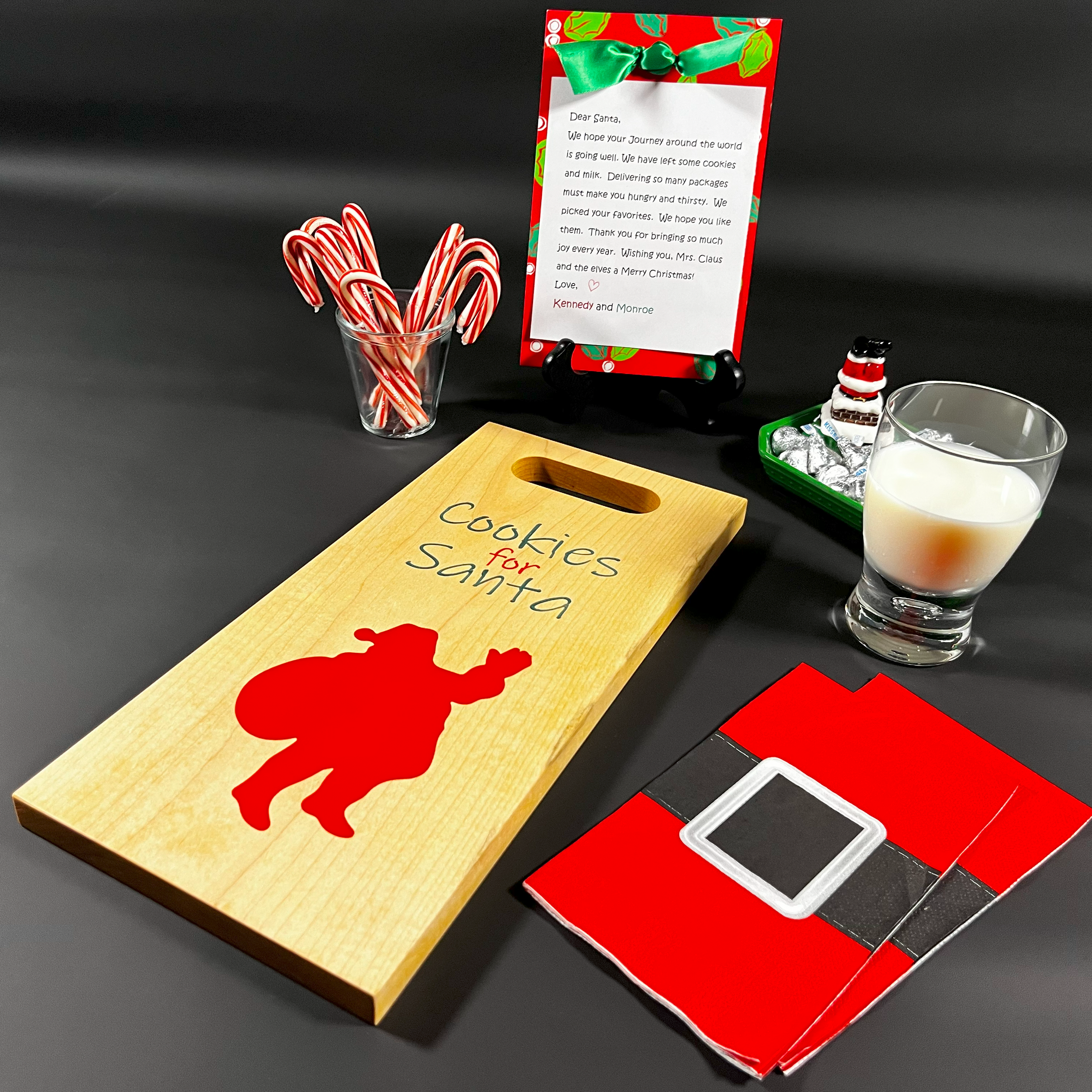 Perfect size maple board to leave cookies for Santa.