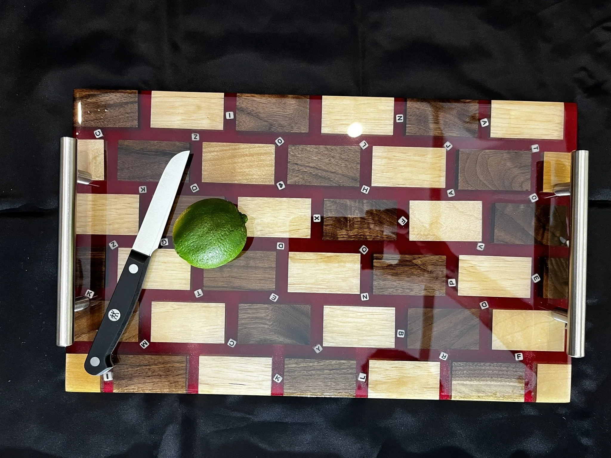 Red epoxy charm board.