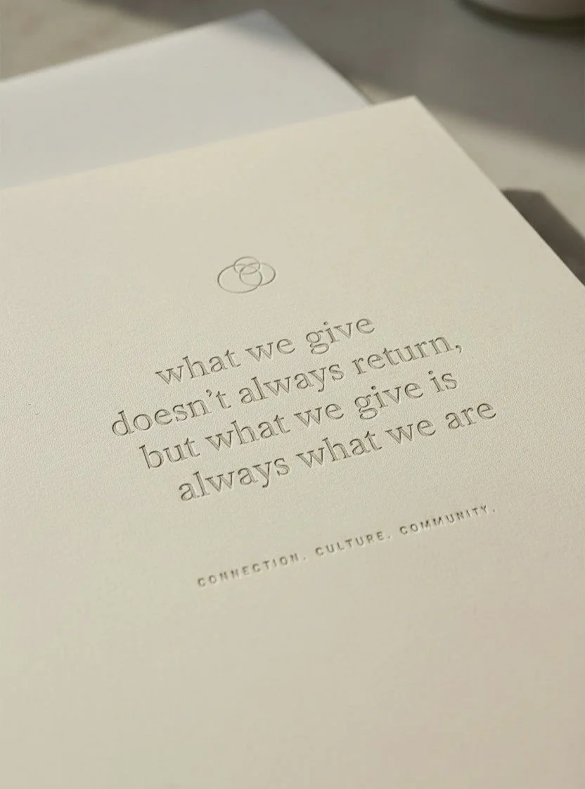 "What we give does not always return. But what we give is always what we are."

Not a one-off. Not a campaign. A commitment that runs through everything.

When purpose is embedded in your culture and strategy, it stops being something you d