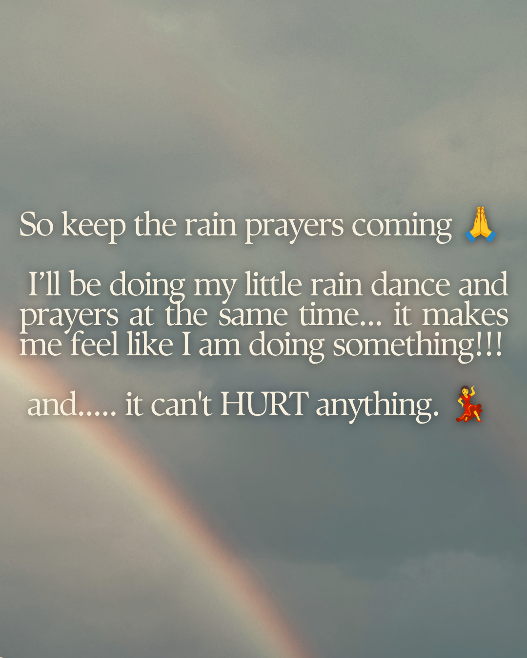 Keep the rain prayers coming. A rainbow over the field after the storm