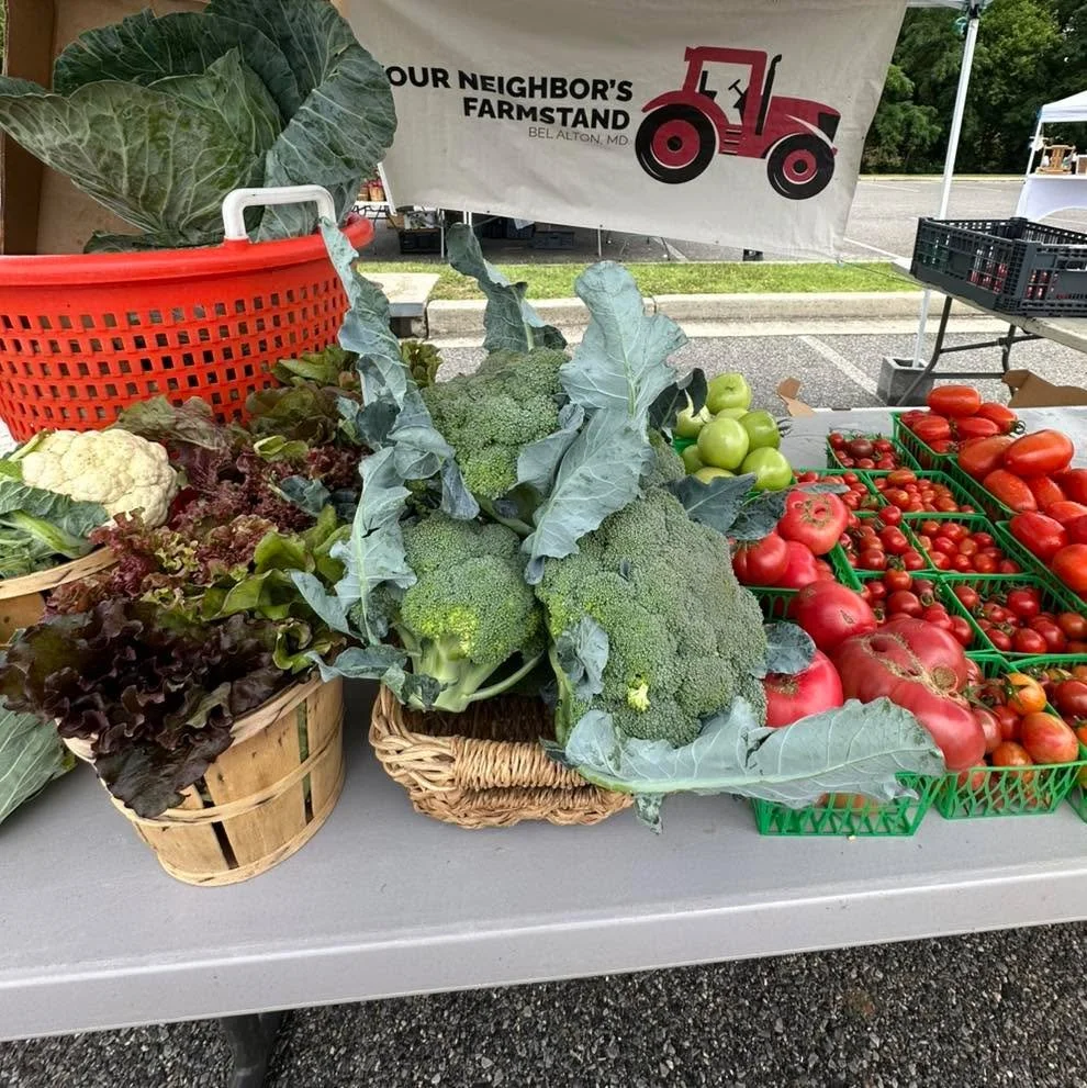The rain cleared up and Johnny is out at the La Plata Farmers Market until 2! Stop by
And grab some fresh picked produce!!