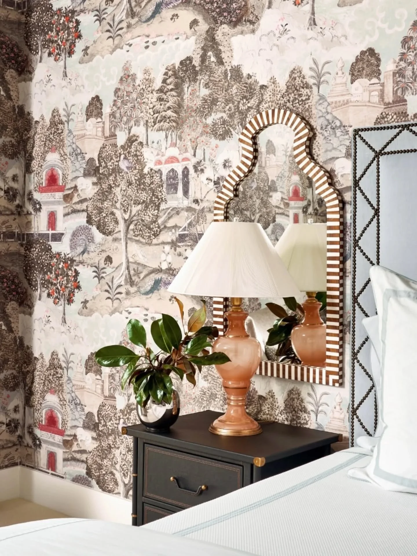 Gorgeous use of Peacock Garden in this refined, inviting scheme by @kyleknightdesign 

Reposted from @zoffanyfw

A bedroom that tells a story.

Wrapped in Peacock Garden, this space by @kyleknightdesign feels richly layered and quietly transportive. 