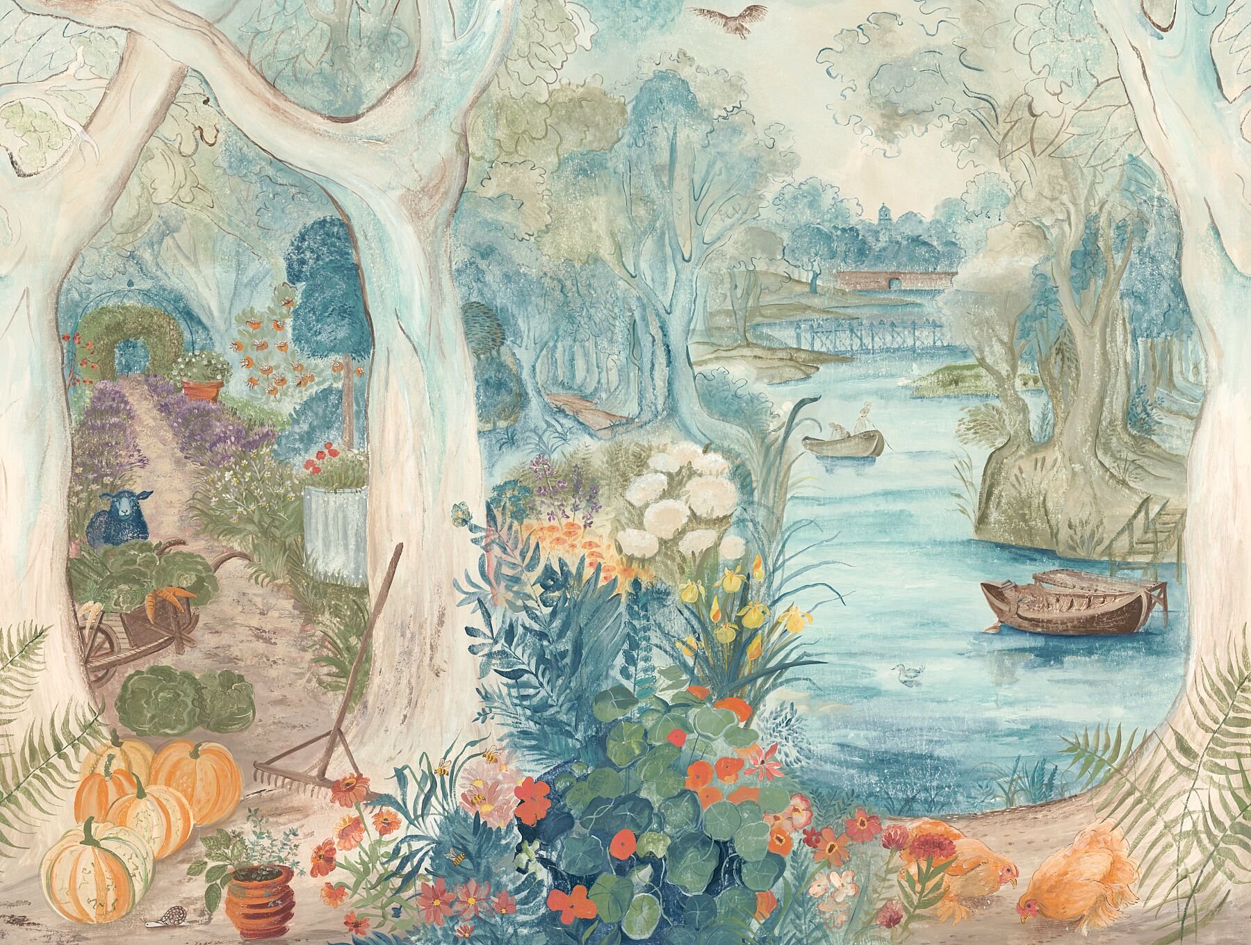 Glimpses of Thyme ~ The Distant Church by Melissa White, featuring the river vista and Southrop bell tower