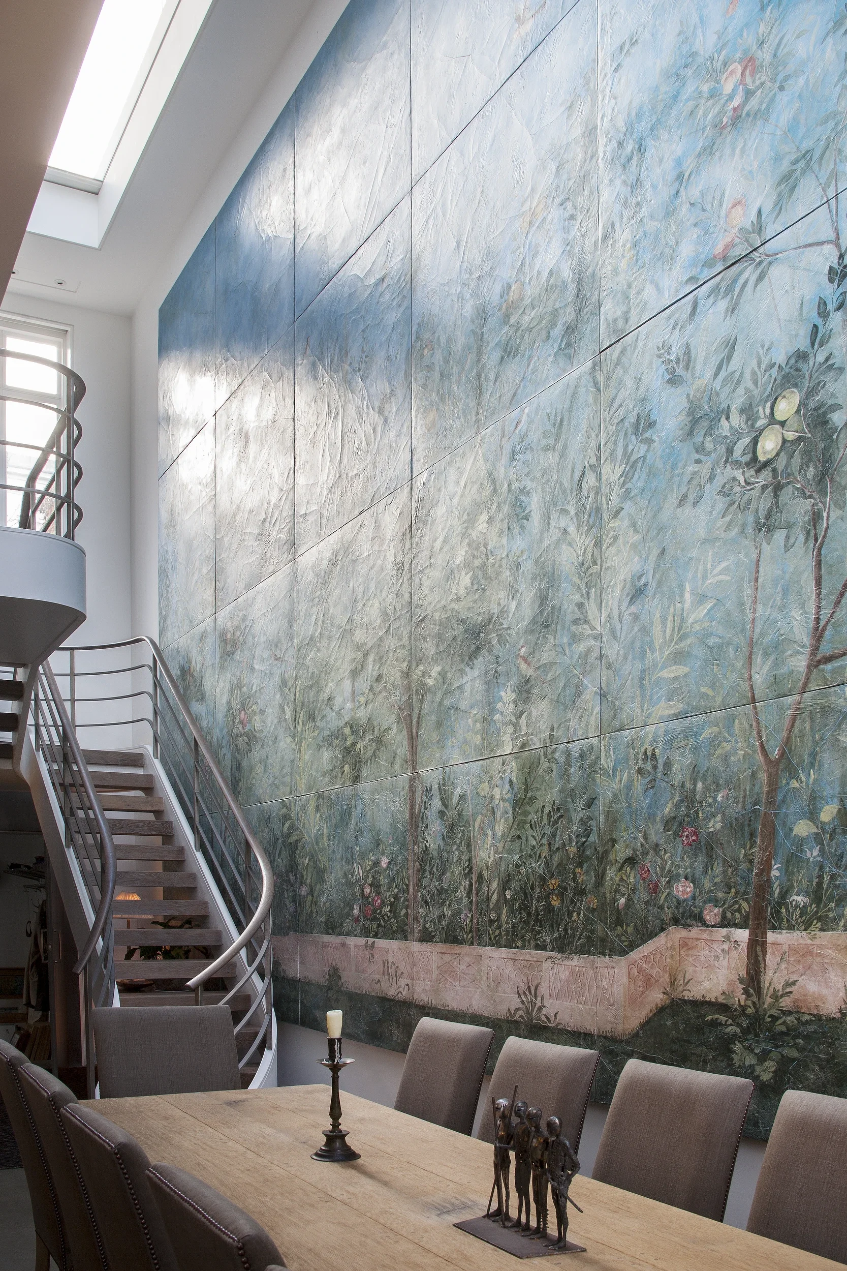 Melissa White's Villa of Livia frescoes are photographed in the expansive Holland Park domestic setting.