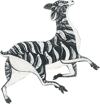 Illustration of a Running Zebroid, a hybrid zebra and horse.