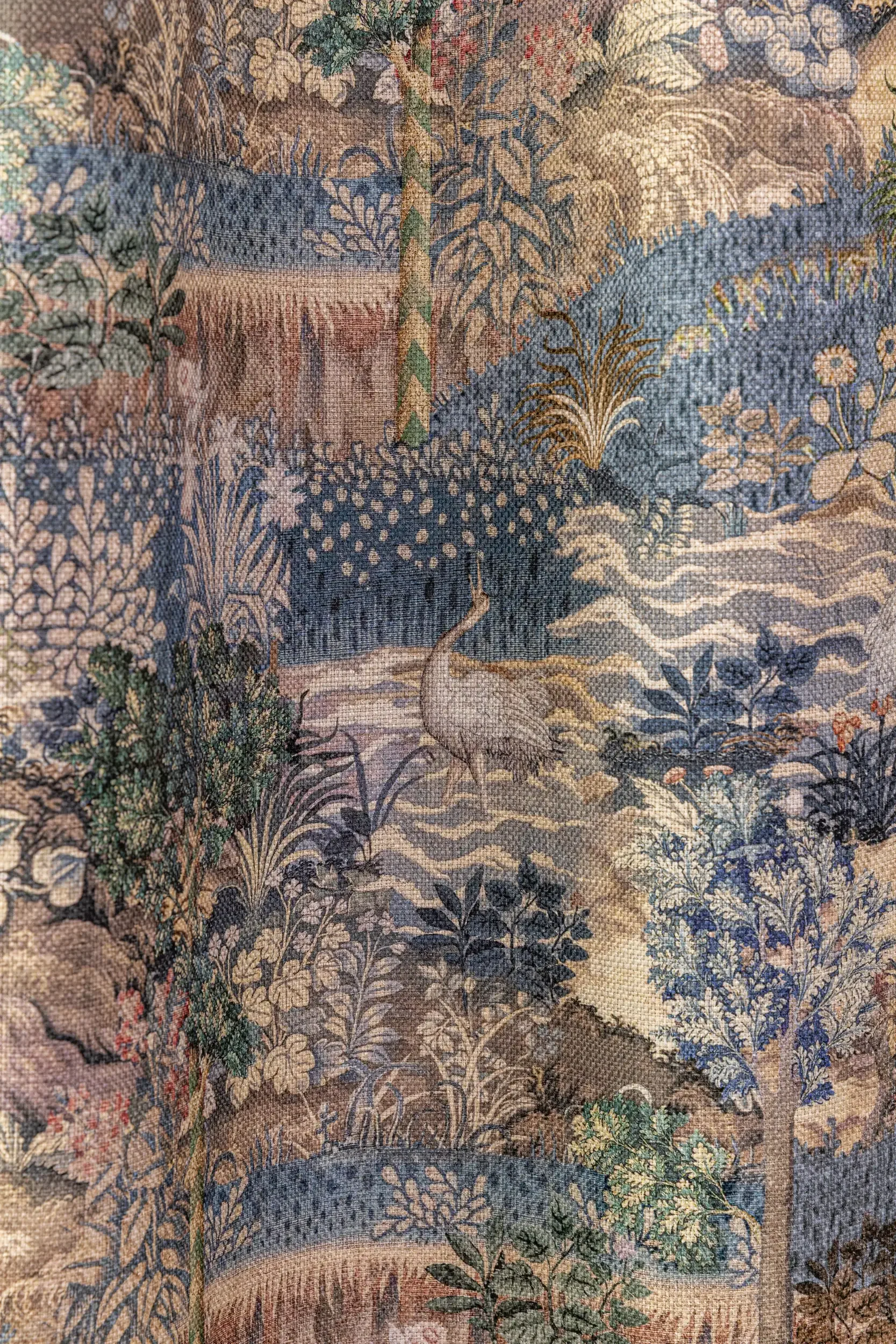 Verdure wallpaper by Melissa White for Zoffany, a hand-painted pastoral landscape in the tradition of antique verdure tapestries.