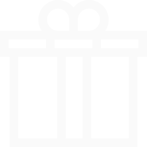 En tecknad bild av en svart presentförpackning med ett vitt band och en rosett.