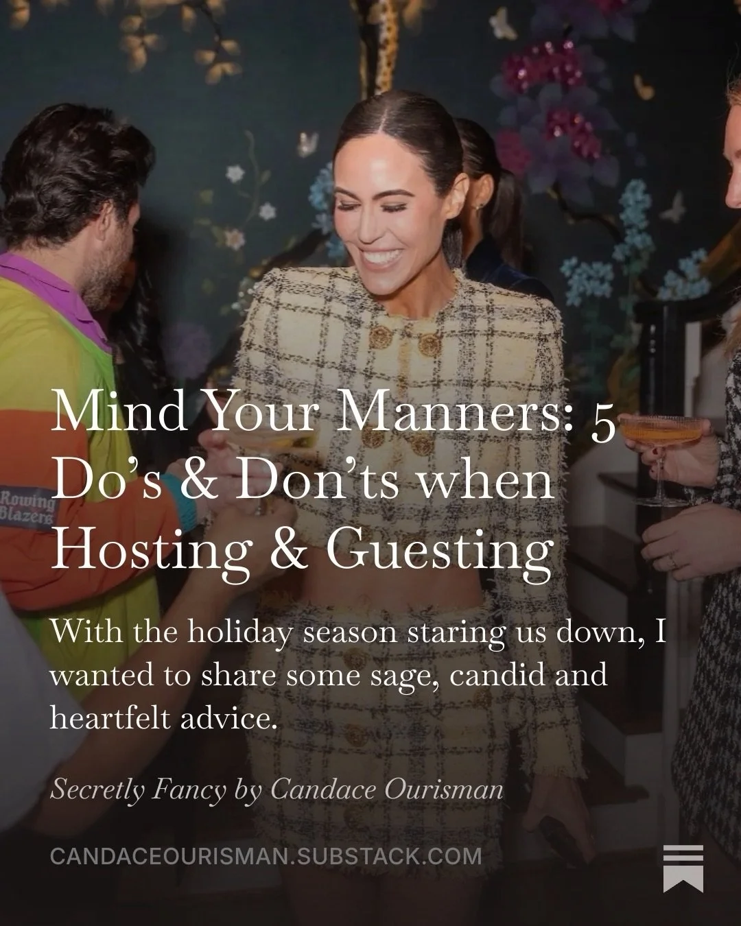I love a party. I love throwing one, I love going to one, and naturally, I have developed strong opinions about both. 

Swipe for my highly specific, occasionally controversial, deeply held thoughts on being a good host AND a good guest. Not rules, e