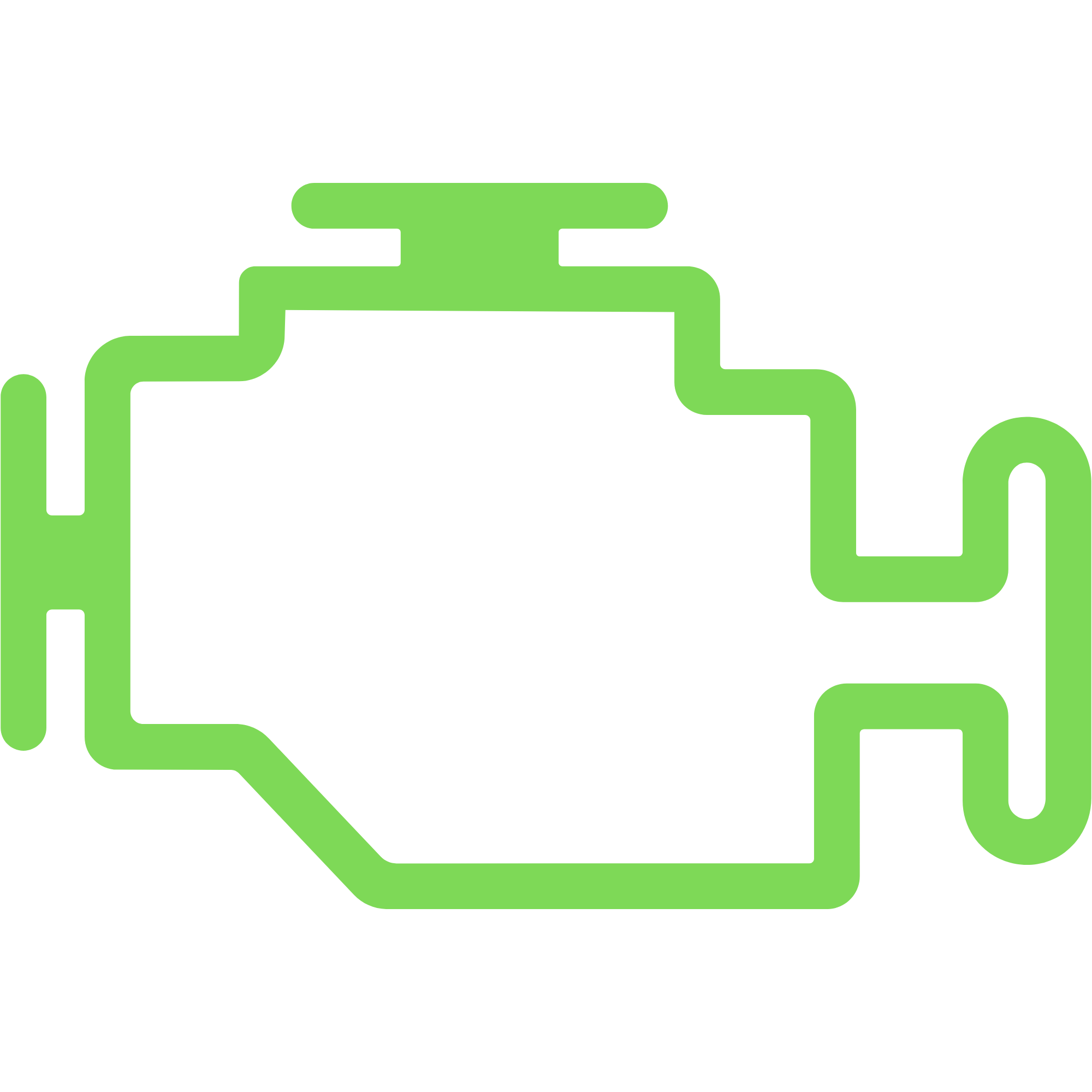 Icon of a green network connection with a computer monitor, keyboard, and mouse connected to a server.