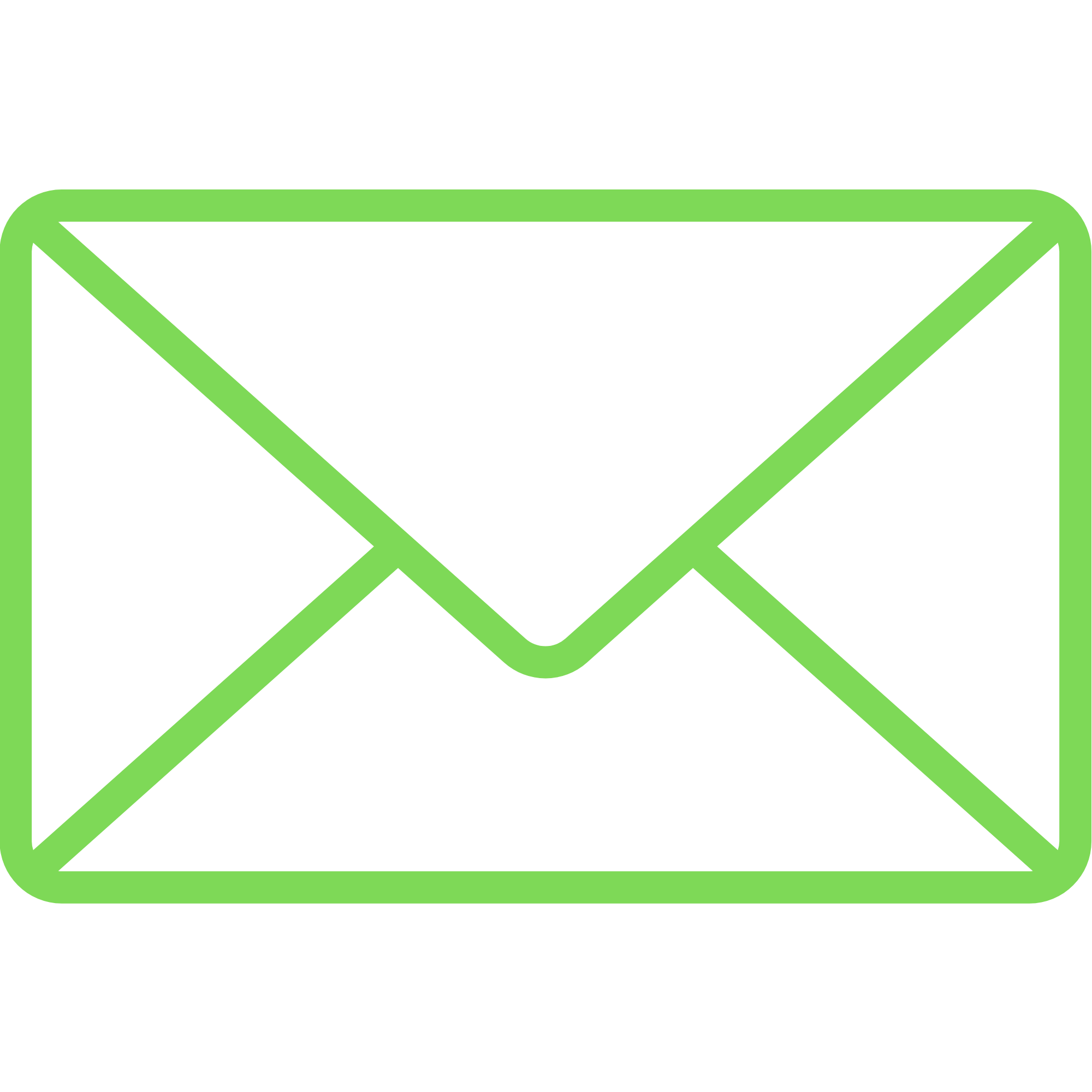 Icon of an envelope with a green outline.