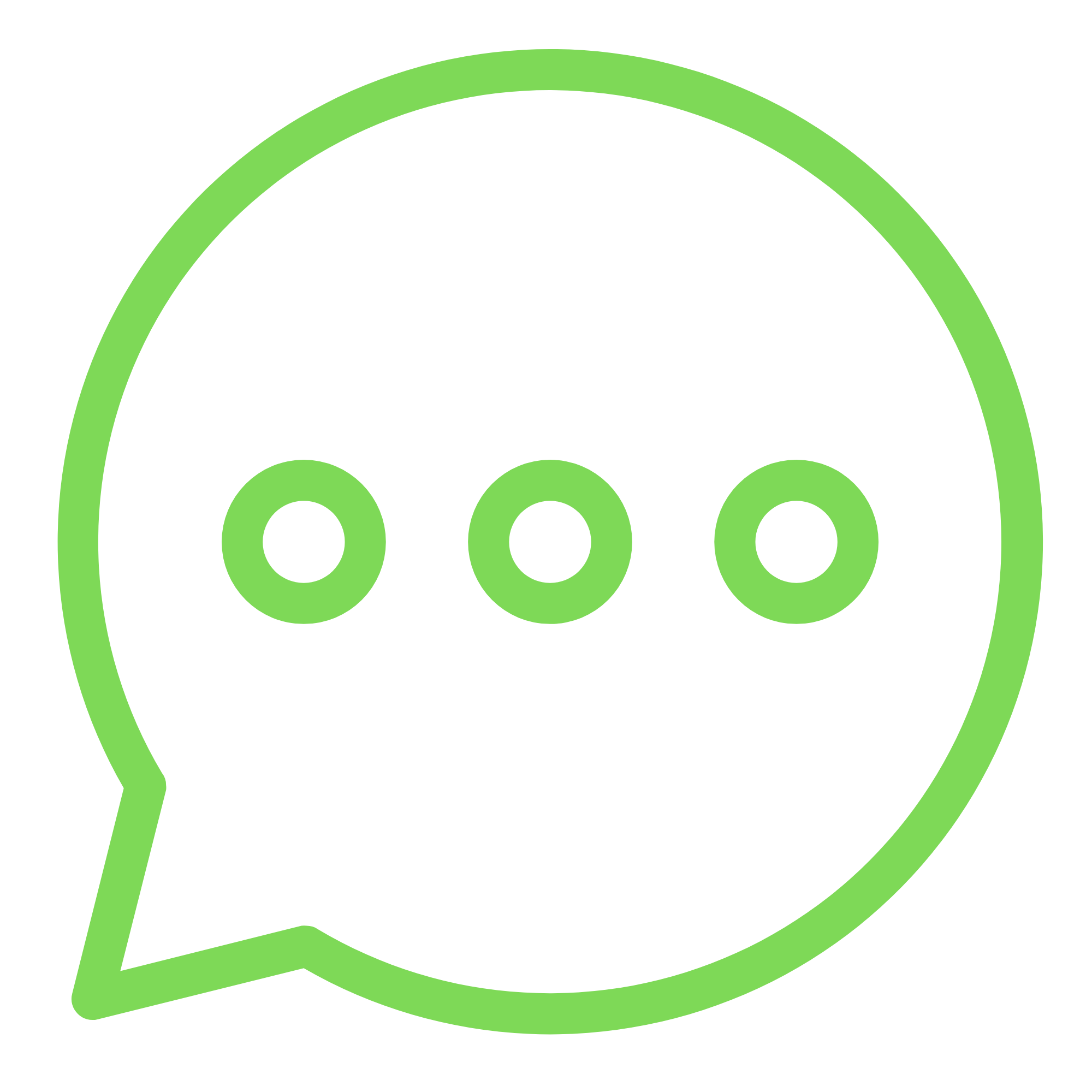 Green speech bubble icon with three dots inside.