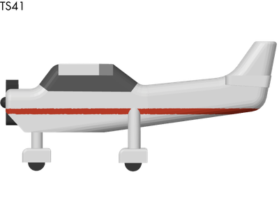 A small model airplane with a gray, white, and red color scheme