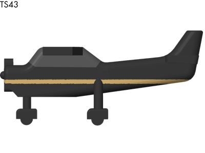 Small gray drone with four propellers and landing gear, viewed from the side.