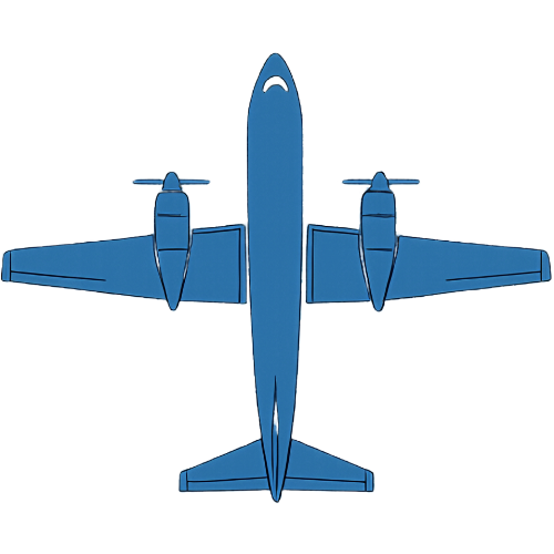Top-down view of a commercial airplane flying over land and water.