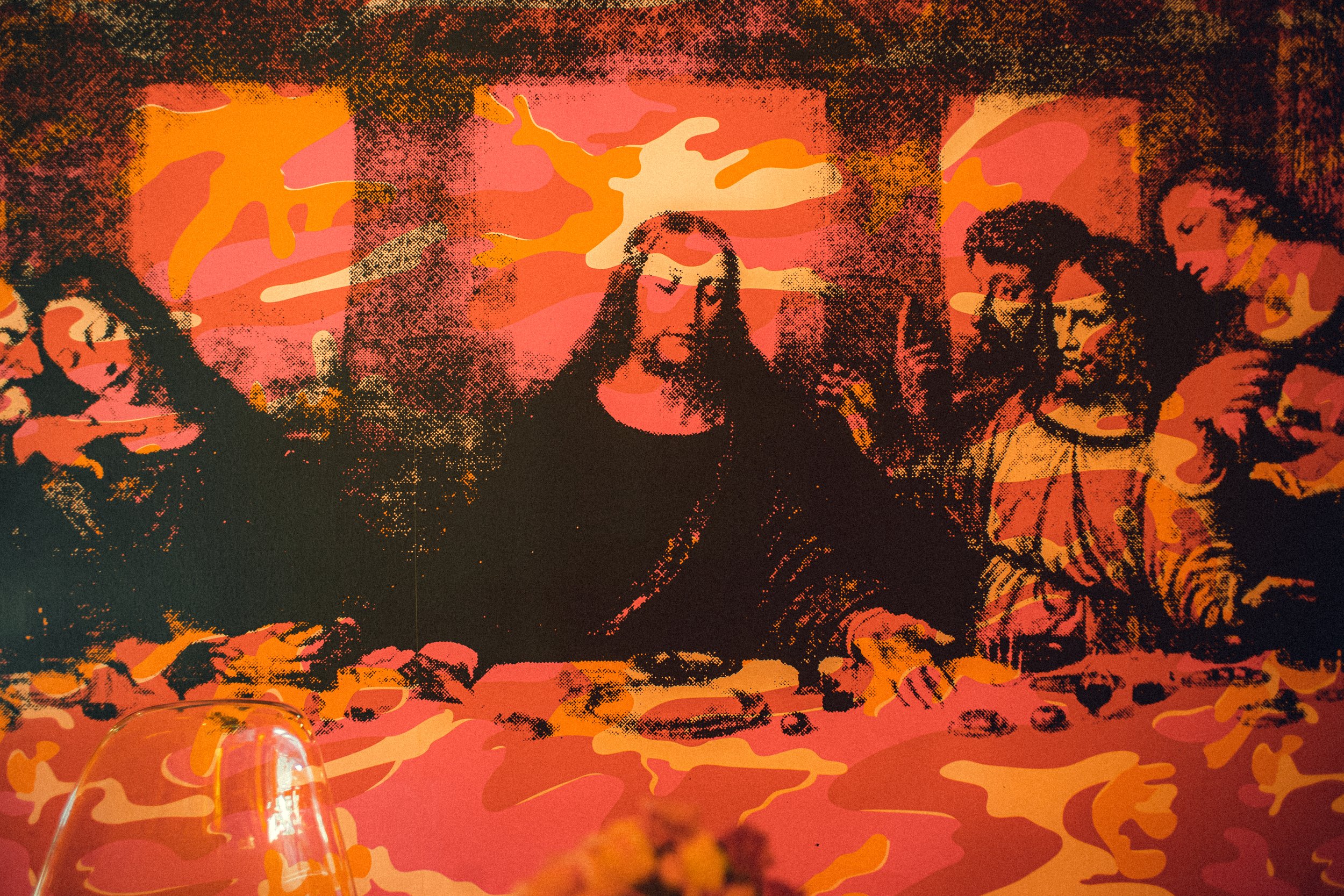 After the Last Supper by Andy Warhol X Flavor Paper installed in Superfine sweet shop. Designed by Dylan Turk. This bold hospitality space is iconic.