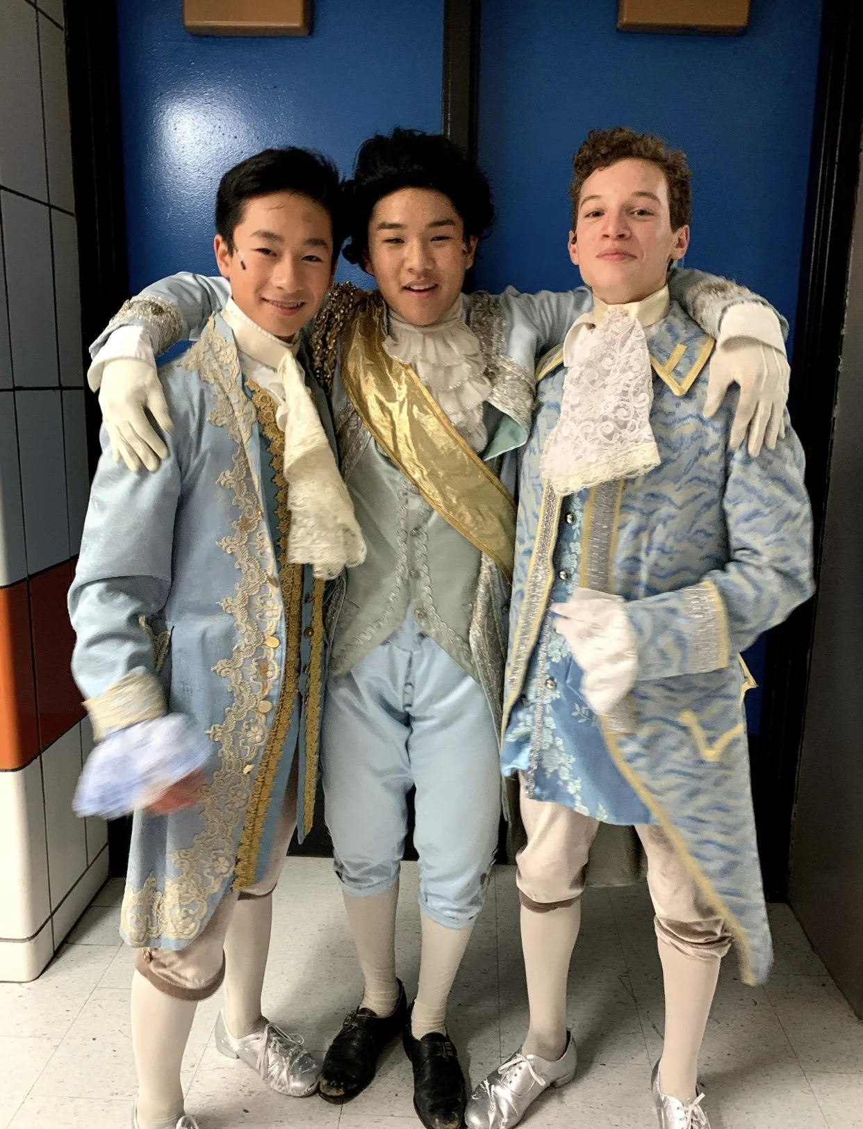 Aaron in his first musical (R&H Cinderella) with his best friends Tyler and Billy (2018)